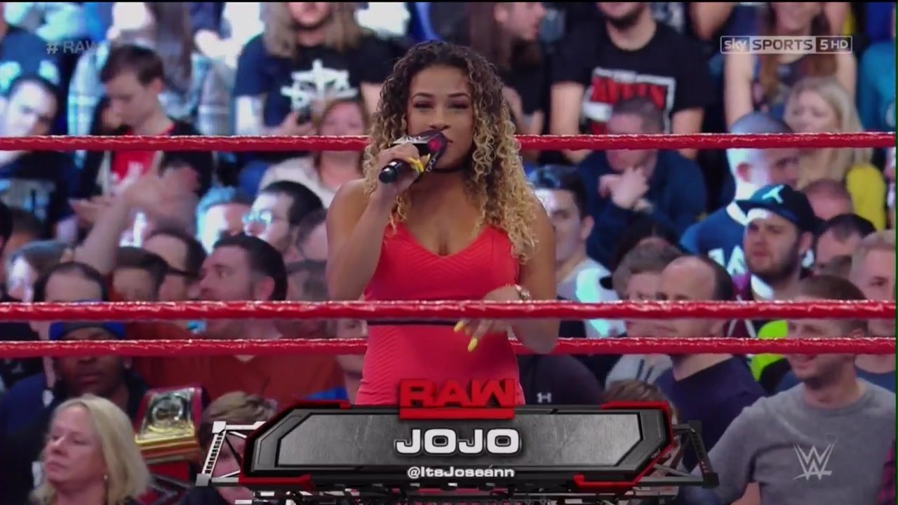 JoJo announcing the Rules of the Tag Team Match