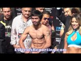 MANNY PACQUIAO VS JESSIE VARGAS WEIGH IN & FACE OFF!! BOTH SHREDDED & RIPPED!! EsNews Boxing