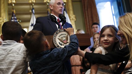 Rowdy kids surround Pence at military family appreciation event