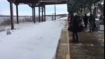 Slow-Motion Train Blasting People With Snow
