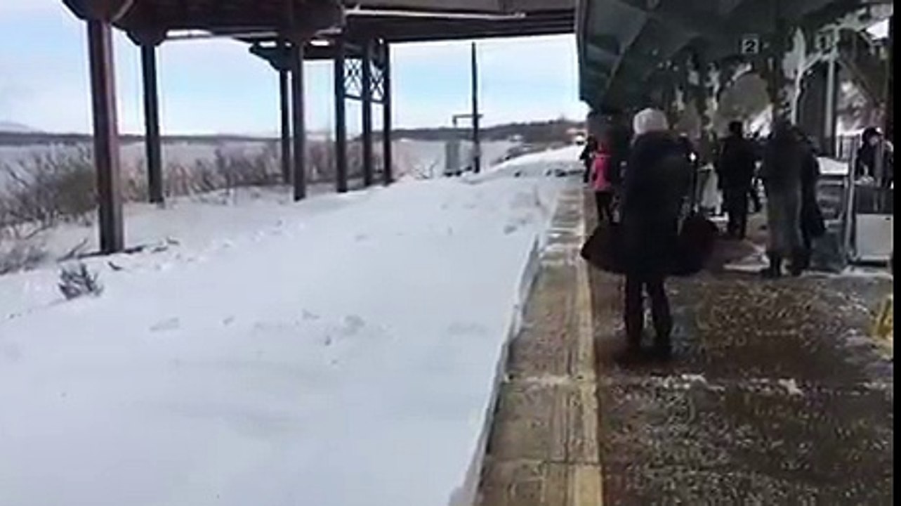 Slow-Motion Train Blasting People With Snow