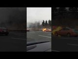 Motorist Catches Footage of Taxi on Fire