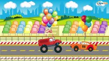 LEARN Fire Truck with Street Vehicles for Kids - Cars & Trucks Transport for Children - Cars Cartoon