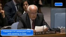 Palestinian U.N. ambassador cries while speaking on Gaza-W8u