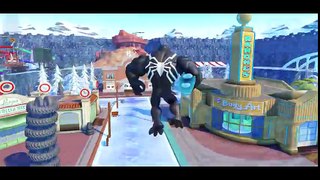 Spiderman Frozen Elsa Kidnapped by VENOM w Hulk McQueen Cars 2 Spiderman moto Superhero Fun