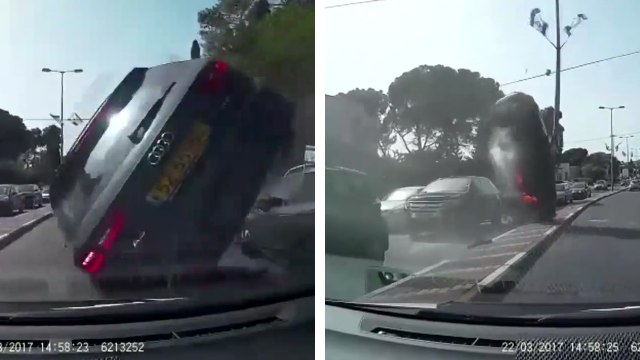 Un automobiliste force le passage et finit par faire des tonneaux