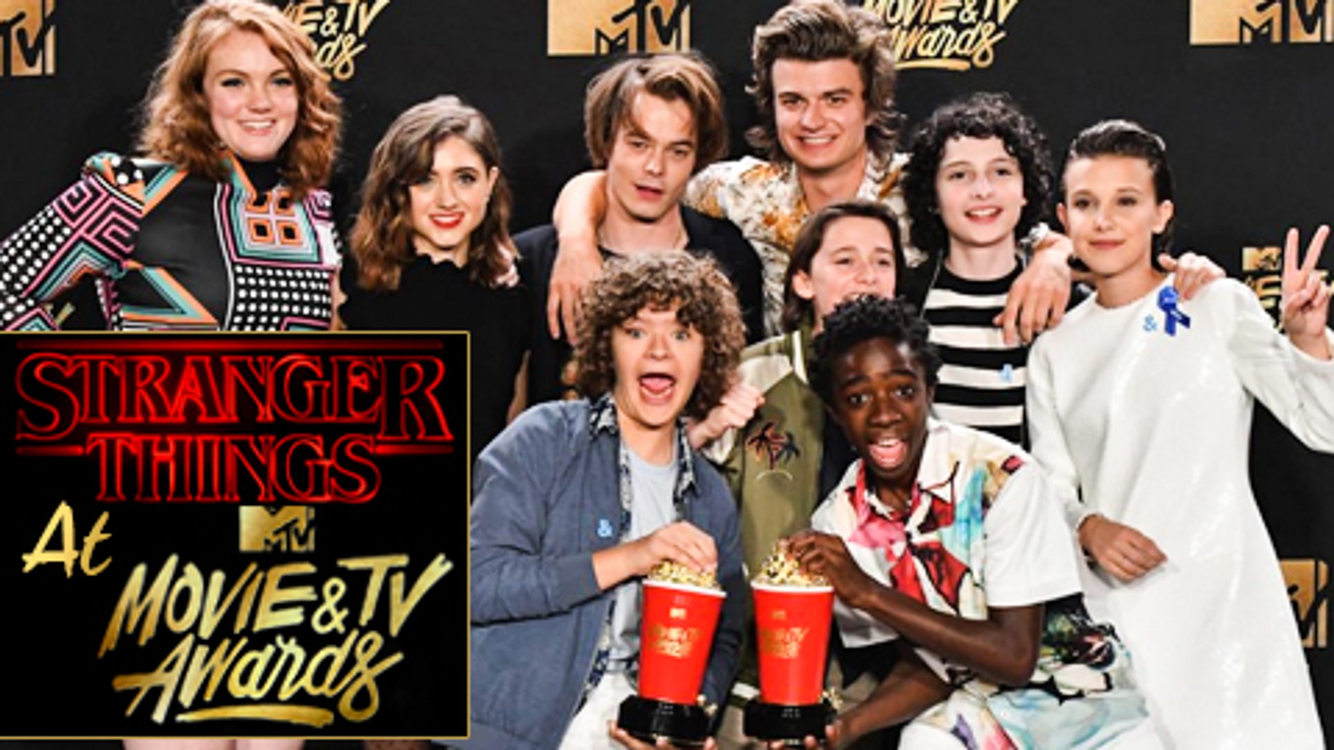 Stranger Things Cast At The Mtv Movie Tv Awards Wins Show Of The Year Award Video Dailymotion