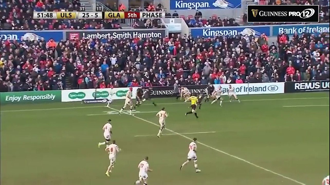 Superbe essai de Ruan Pienaar face aux Glasgow Warriors