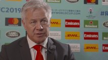 Reaction: Milton Haig of Georgia on his side's pool at RWC 2019