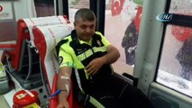 Trafik polislerinden kan bağışı