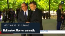 Hollande et Macron ensemble l'abolition de l'esclavage