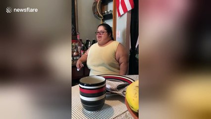 Woman with Down's syndrome can't hold tears back when receiving concert tickets