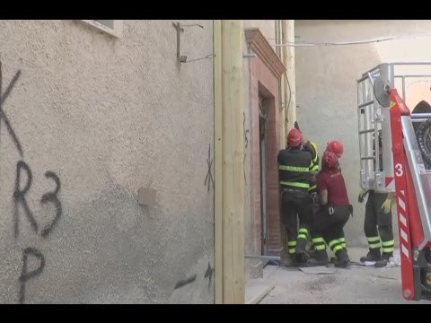 Camerino (MC) - Terremoto, opere provvisionali per chiesa Santa Croce (10.05.17)