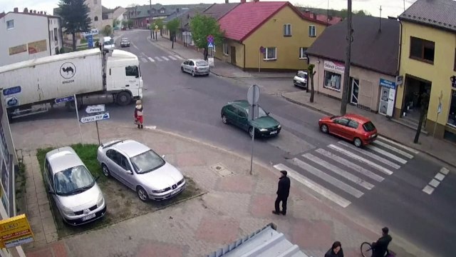 Elderly woman gets hit by truck and walks away