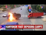 Kamyonun yakıt deposuna çarpan motorcu ölümden böyle döndü