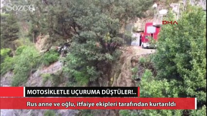 Download Video: Motosikletle uçuruma düşen Rus anne ve oğlu yaralandı