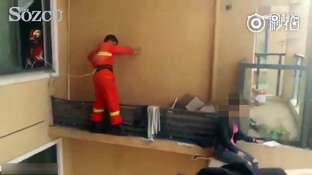 Çin'de intihara kalkışan kadın son anda böyle kurtarıldı
