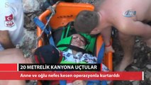 Rus uyruklu anne oğul elektrikli bisikletle uçuruma yuvarlandı