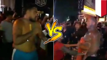 Foreign tourists throw down on Bali street