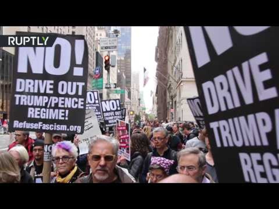 'King, fascist or freaking clown’: New Yorkers protest against Trump after Comey’s dismissal