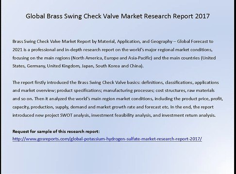 Global Brass Swing Check Valve Market Research Report 2017