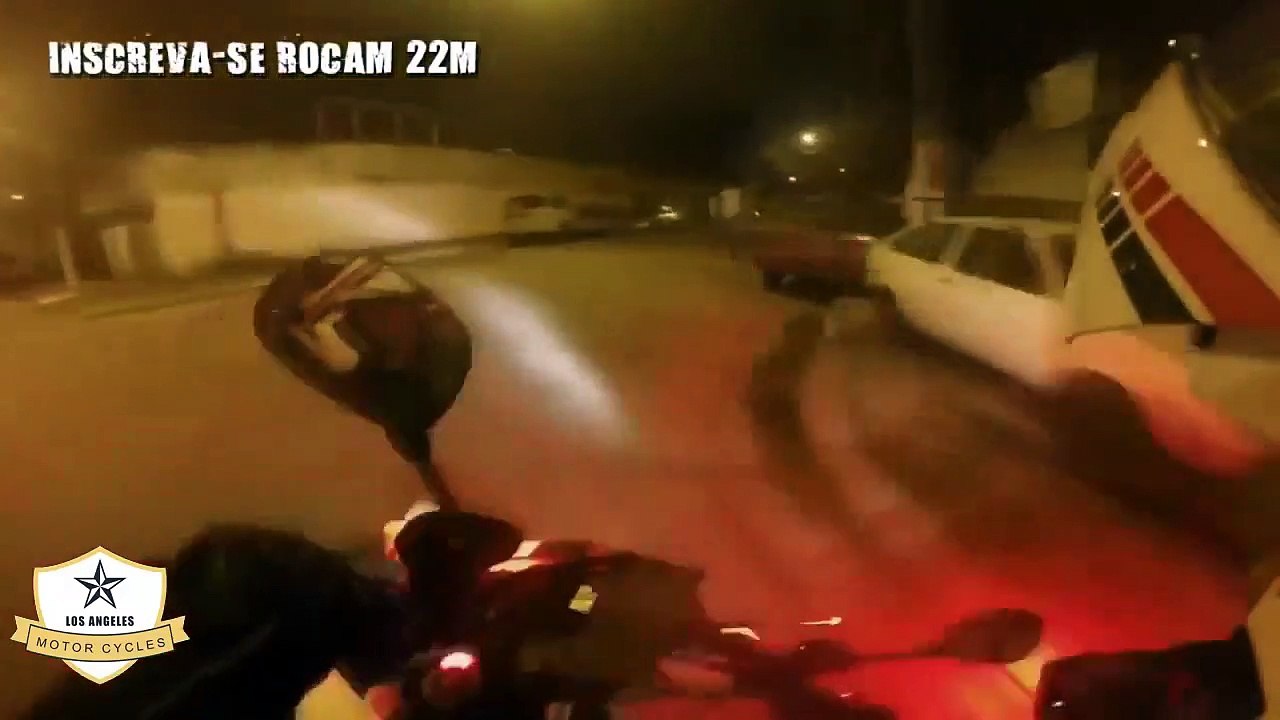 Motorcycle Police chases helmet cam Brazil   motor accident dsa