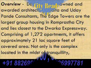 Ramprastha City For Sale 1st Project THE EDGE TOWER  Dwarka Expressway  +91 8826997781