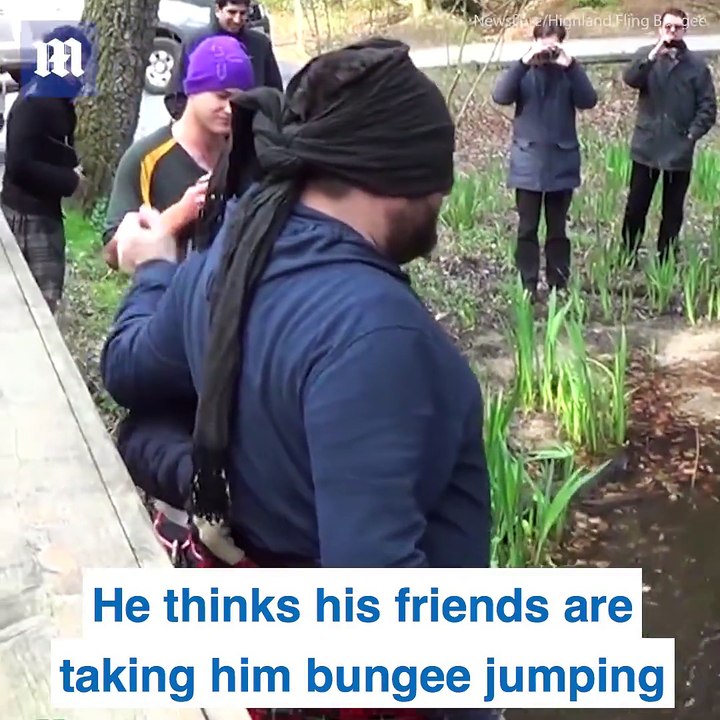 He thinks hes jumping off a massive cliff