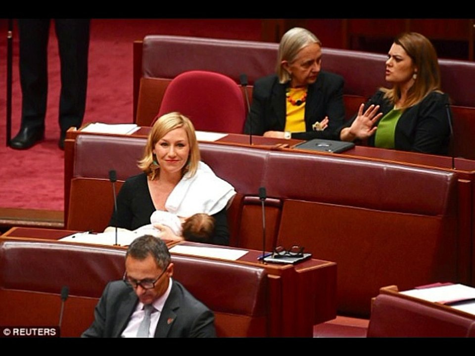 Senator Larissa Waters soothes adorable newborn girl