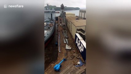 Aftermath footage from crane collapse at Falmouth Docks