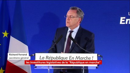 "24 députés sortants investis par la République en marche, des députés socialistes", explique Richard Ferrand sec. général #législatives2017