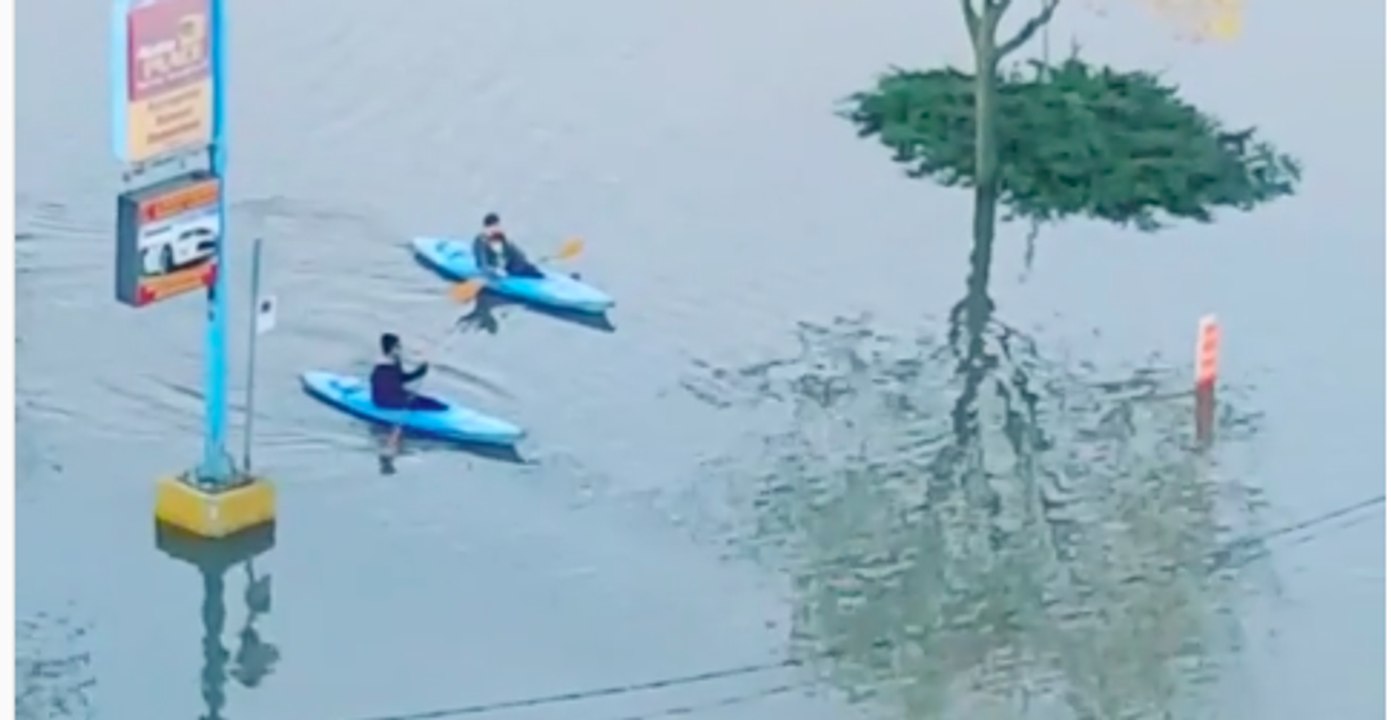 Residents Use Kayaks to Travel Around Flood-Stricken Quebec