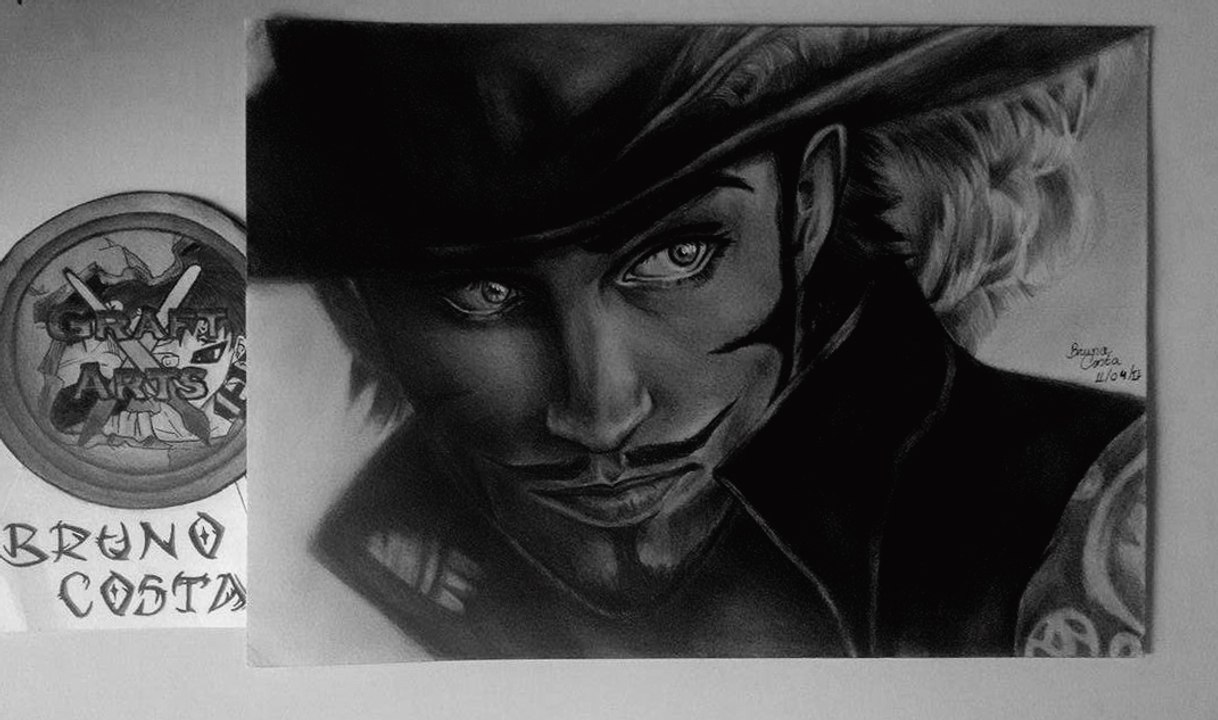 Desenhando Dracule Mihawk Realist ll Drawing Realistic Shichibukai Dracule Mihawk - Haw Eyes ( One Piece )