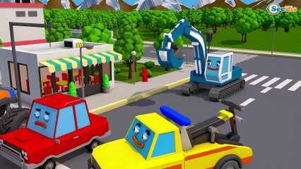 Colors Cars - Yellow Tow Truck 3D Animation Cartoon for kids & Learn Colors
