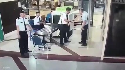 A Drunk Indonesian Pilot Stumbling Through Security