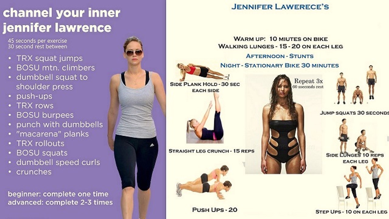 Jennifer Lawrence Diet Plan and Workout Routine
