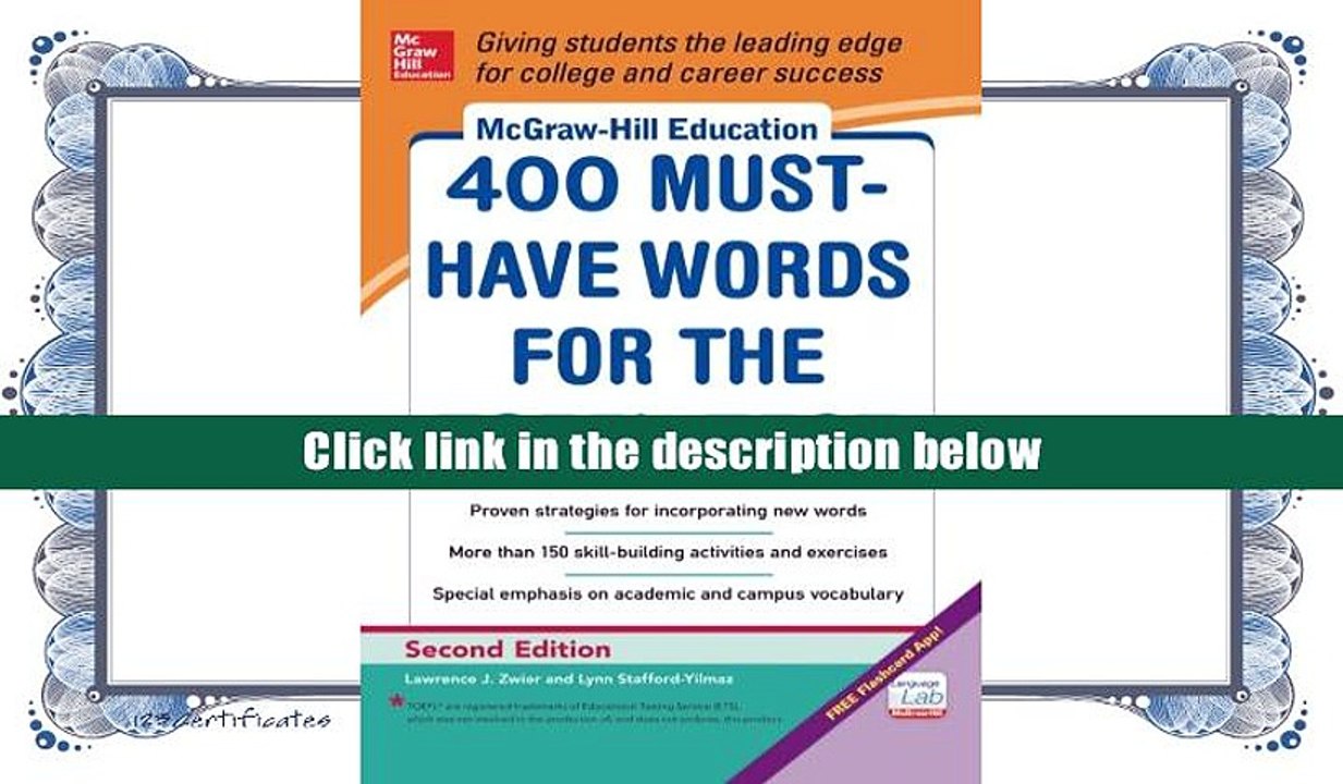 DOWNLOAD EBOOK McGraw-Hill Education 400 Must-Have Words for the TOEFL, 2nd Edition Lynn