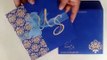 Blue Ribbon Designer Wedding Invitations with Gold Print
