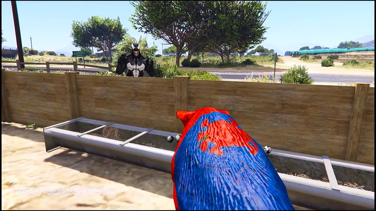 Venom stole spidermans pigs on the farm Cartoon for kids with cars and toys