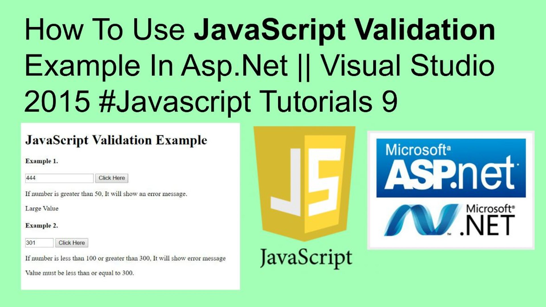 ⁣How to use javascript validation example in asp.net || visual studio 2015 #javascript tutorials 9