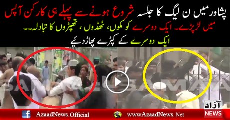 Fight Between PMLN worker at Peshawar jalsa