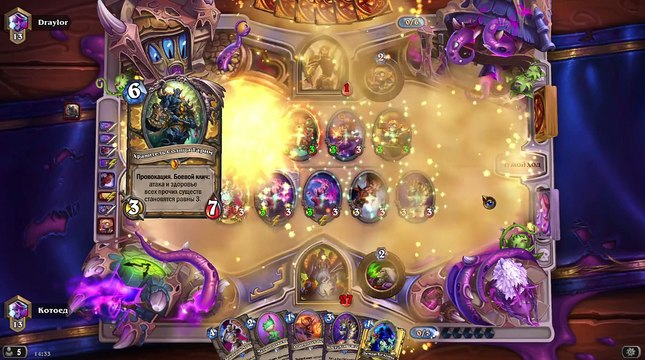 Hearthstone CCG: Warlock beating a paladin