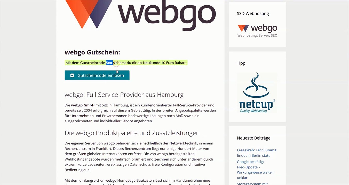 webgo - Webhoster im Überblick