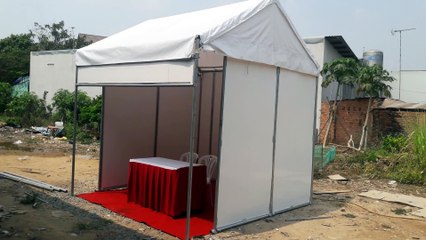 Lắp dựng gian nhà bạt mẫu tại xưởng sản xuất nhà bạt