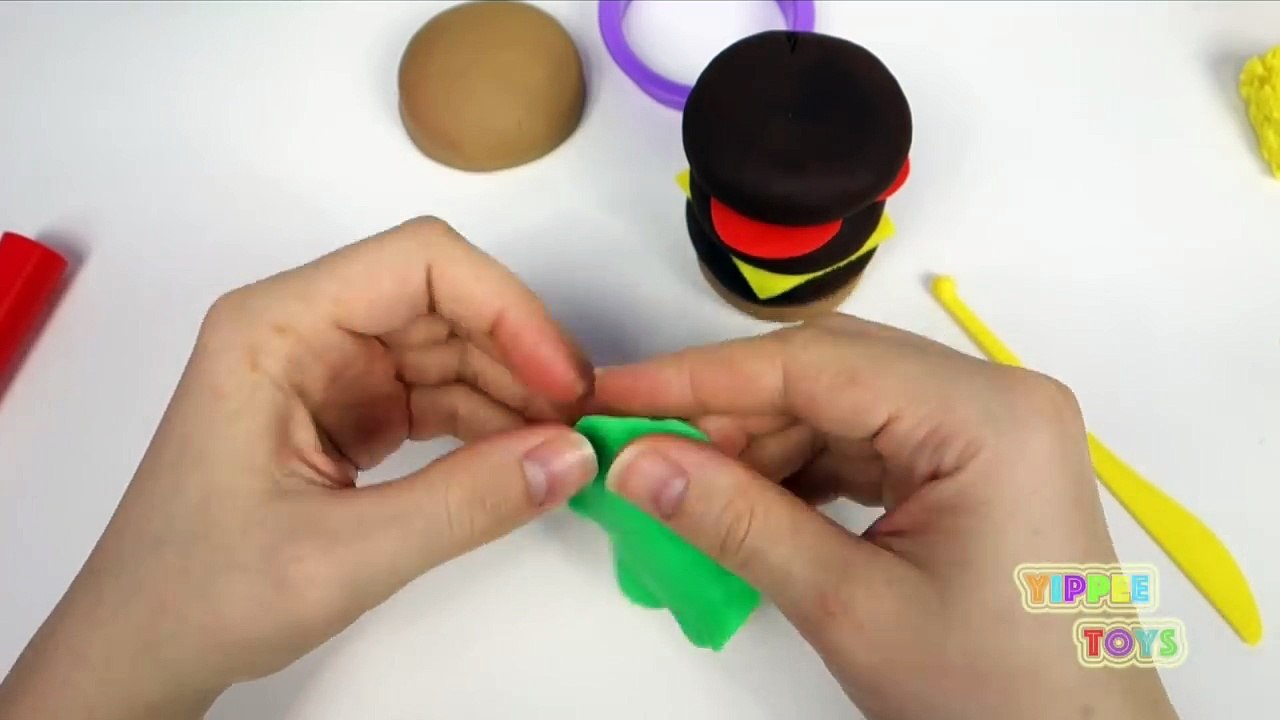 Play Doh Burger Hamburger Hot Dog Bun Sausage Fun How to Make Food Cooking Kitchen PlayDough