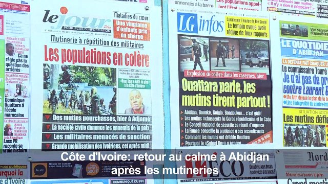 Cote d'Ivoire: situation calme à Abidjan après les mutineries