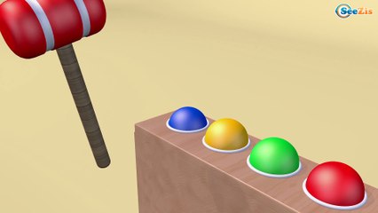 Learn colors with Balls & Wooden Pound for kids Finger Family Song Nursery Rhymes educational video