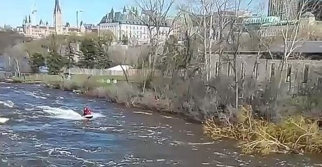 Daring Jet Skiers Take on Flooded Ottawa River