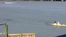 Cocodrilo persigue a un hombre que practicaba kayak