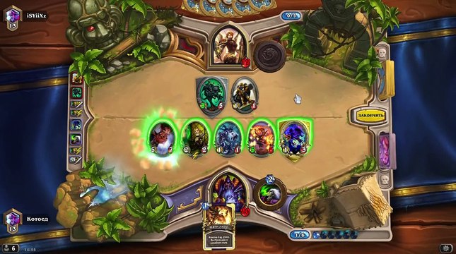 Hearthstone CCG: Warlock beating a paladin